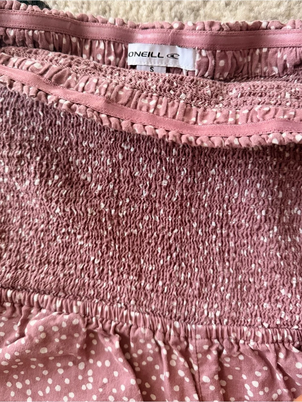 O'Neill Dusty Rose Smocked Strapless Wide-Leg Jumpsuit